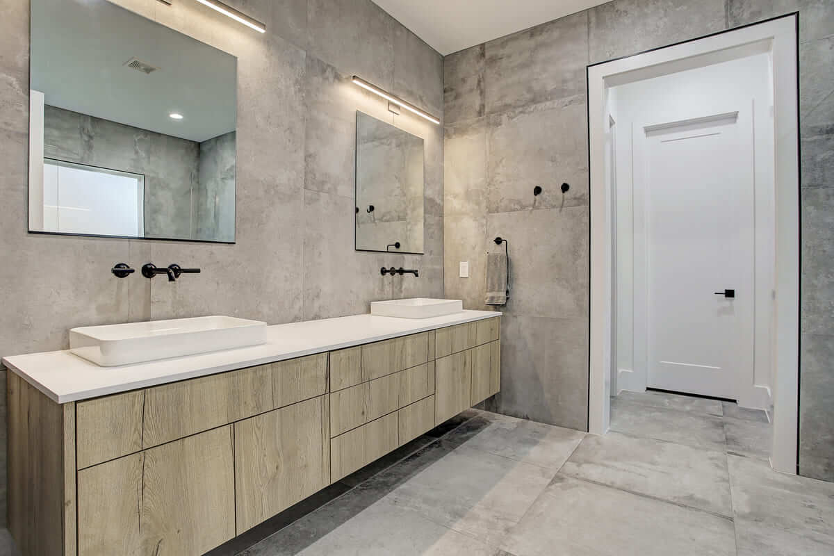 Oxford Street Home Remodel Master Bathroom with Floated Vanity