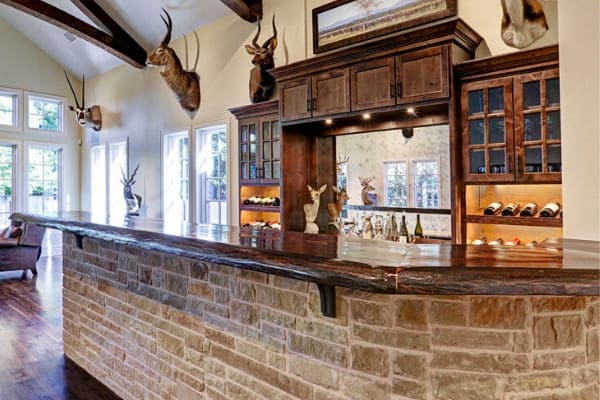 Custom in-home bar in trophy room in Houston, Texas