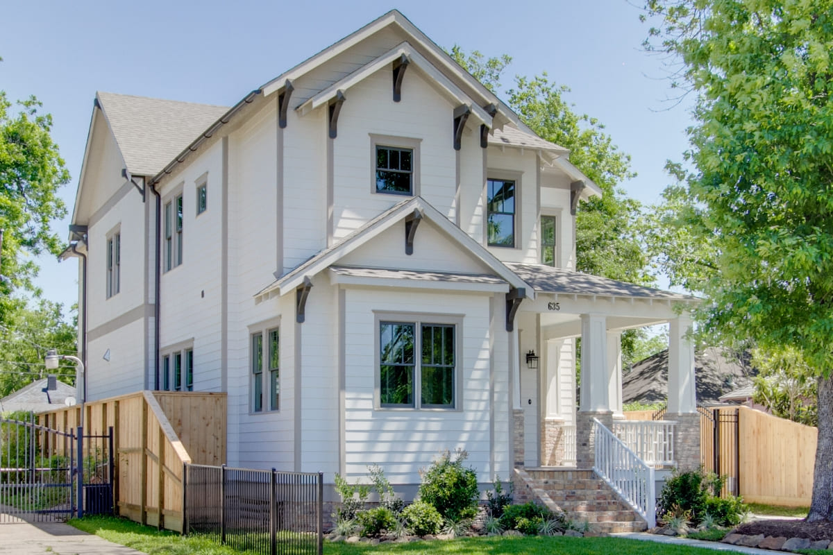 Luxury custom home in Houston, exterior with craftsman style door