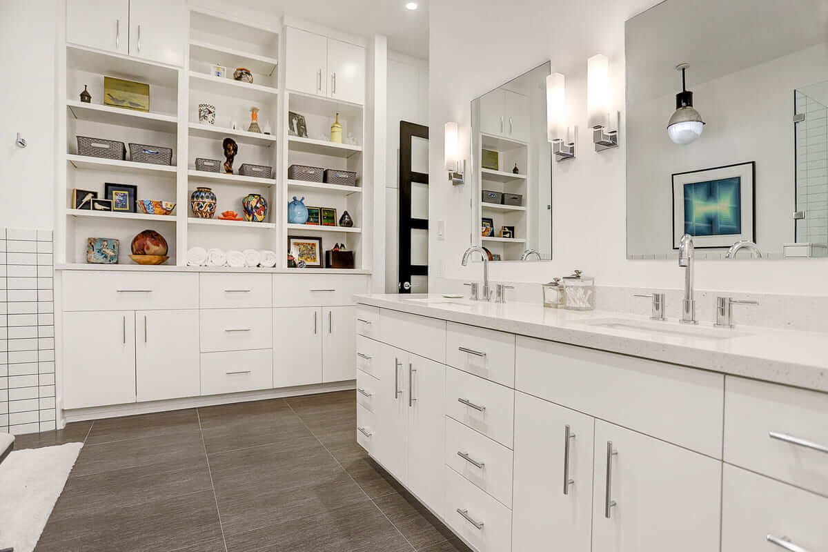 Lawrence His and Hers Vanity in Master Bathroom