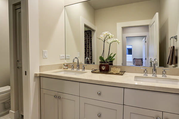 Custom Home Bathroom With Double Vanity Sink