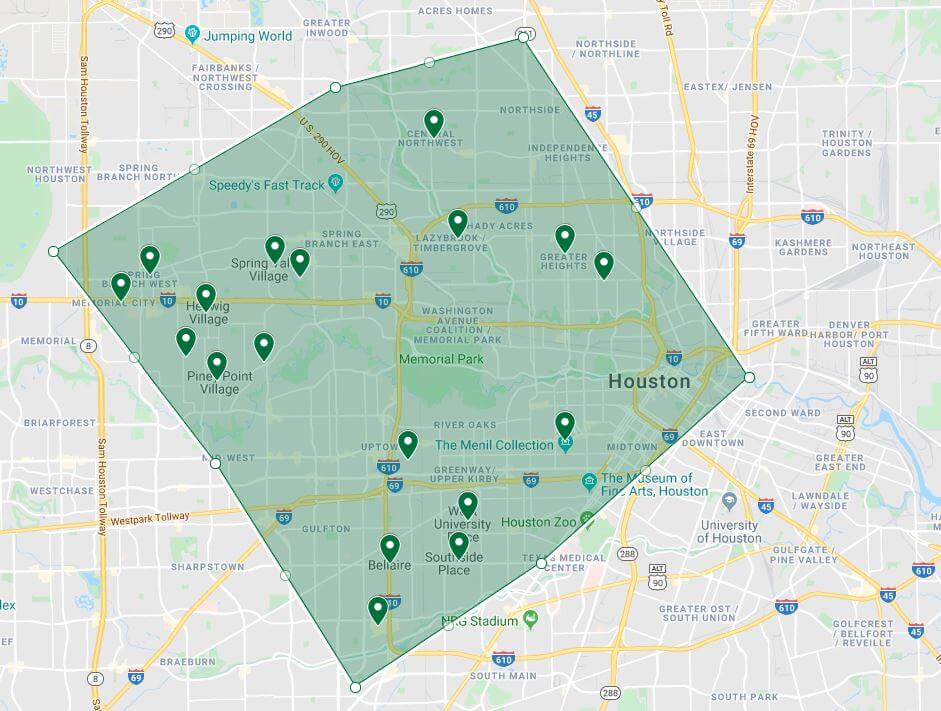 Southern Green Builders service ares in Houston, Texas
